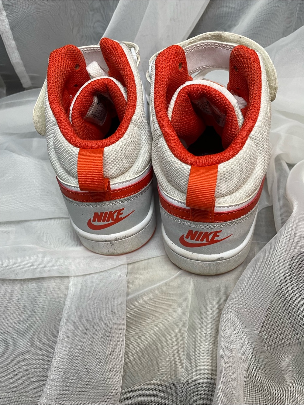 Nike White and Red Mid/High Top Sneakers with Bold Swoosh - Picture 2 of 4